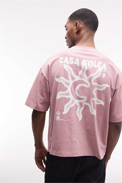 Объемная футболка свободного кроя с изображением солнца артикул 156130317