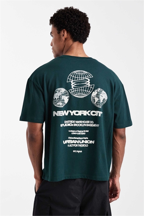 Объёмная футболка свободного кроя с принтом «New York» артикул 155811202