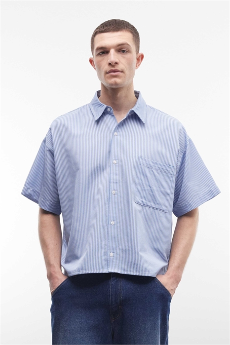 Рубашка прямого кроя с короткими рукавами артикул 156172525