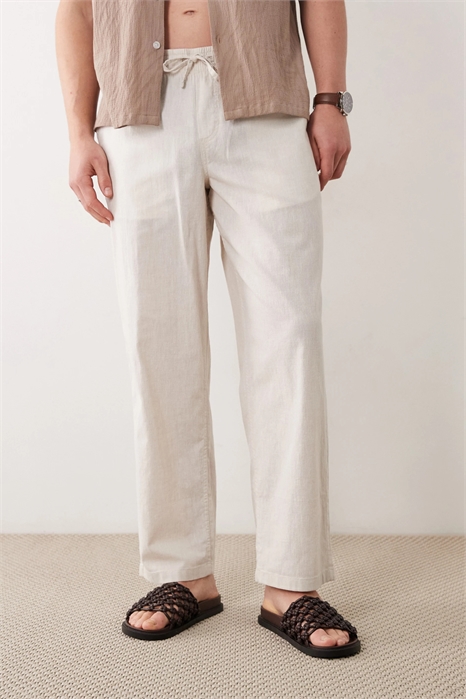 Широкие брюки из смешанного льна с завязками артикул 152463602