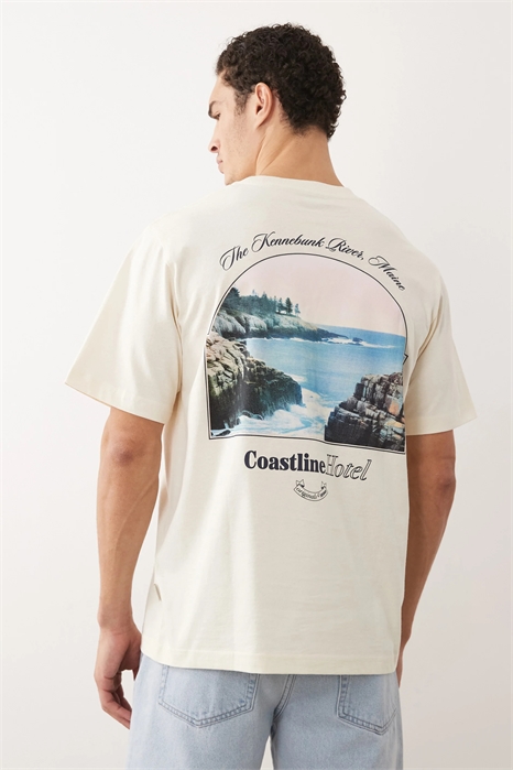 Футболка свободного кроя с пейзажным принтом на спине артикул 154767602