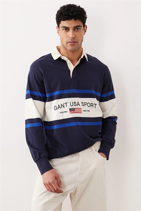 Спортивная рубашка-поло из плотной ткани в стиле регби с цветовыми вставками, США артикул 156106154