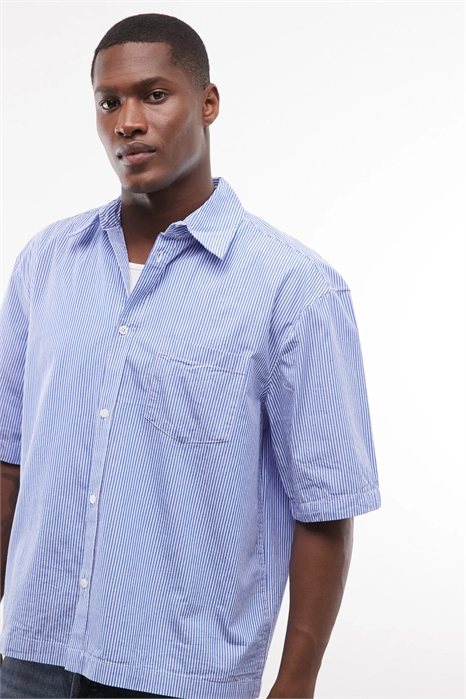 Рубашка прямого кроя с короткими рукавами артикул 155445329
