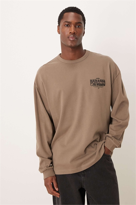 Толстовка из плотной ткани с длинными рукавами и принтом на груди артикул 150702919