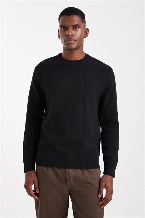 Свитер из вафельной вязки прямого кроя артикул 150590583