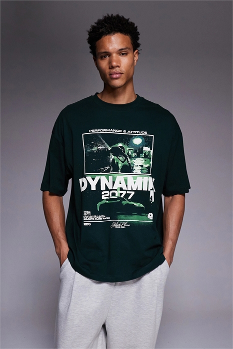 Футболка свободного кроя с уличным принтом артикул 151417570