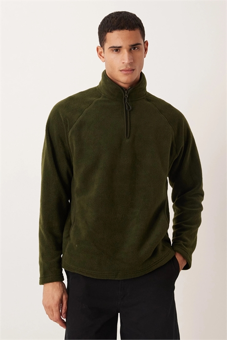 Свободная флисовая кофта с воротником-воронкой и четвертью молнии артикул 146925276