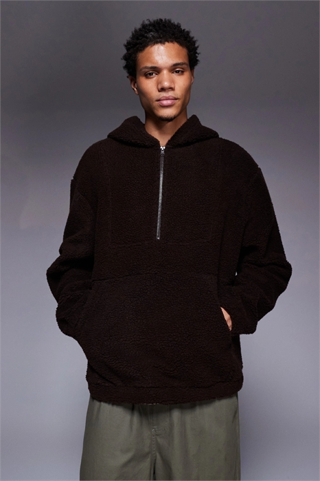 Худи с воротником-воронкой и застежкой-молнией на четверть длины, экстра-большого размера артикул 146924979