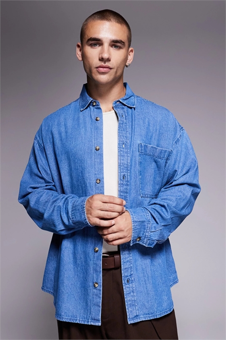 Джинсовая рубашка свободного кроя 90-х годов артикул 149278341