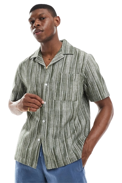 Рубашка с коротким рукавом и текстурными полосками артикул 143707654