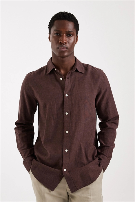Рубашка с длинными рукавами из смешанного льна артикул 148606463