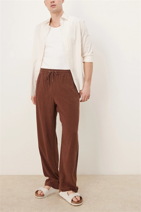 Брюки свободного кроя с высокой талией из ткани с высоким содержанием льна артикул 140829536