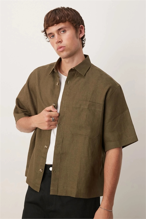 Рубашка свободного кроя из 100% льна артикул 142047283
