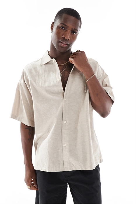 Рубашка из льна свободного кроя артикул 139770633