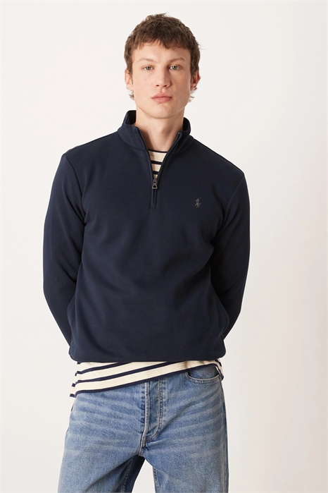 Свитшот с логотипом, из легкого двойного трикотажа, с технической конструкцией и полузастежкой-молнией артикул 152230967