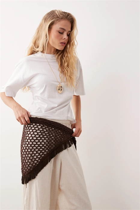 Юбка-парео с бахромой, связанная крючком артикул 156331533