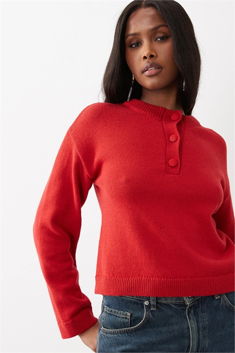 Свитер-хенли из трикотажа артикул 156105530