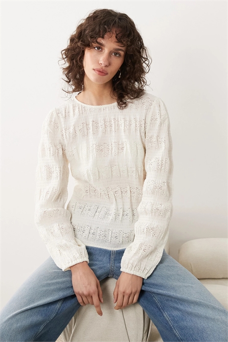 Топ с длинными рукавами и фактурной текстурой артикул 155334226