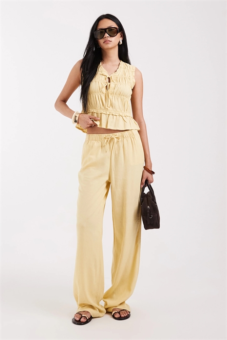 Брюки из смешанного льна, надеваемые через голову co-ord артикул 154079172