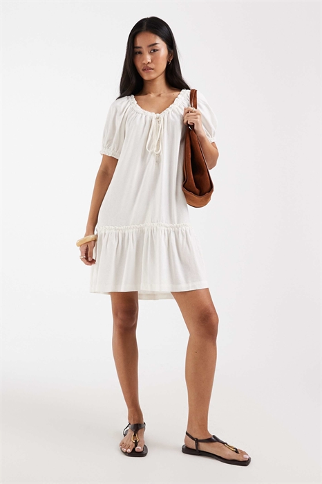 Мини-платье из смешанного льна с асимметричным подолом артикул 154079182