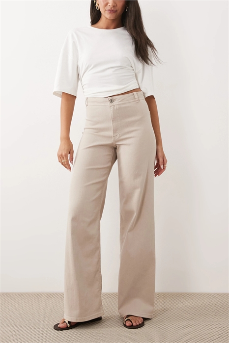 Брюки с высокой талией и широкими брючинами артикул 153118749