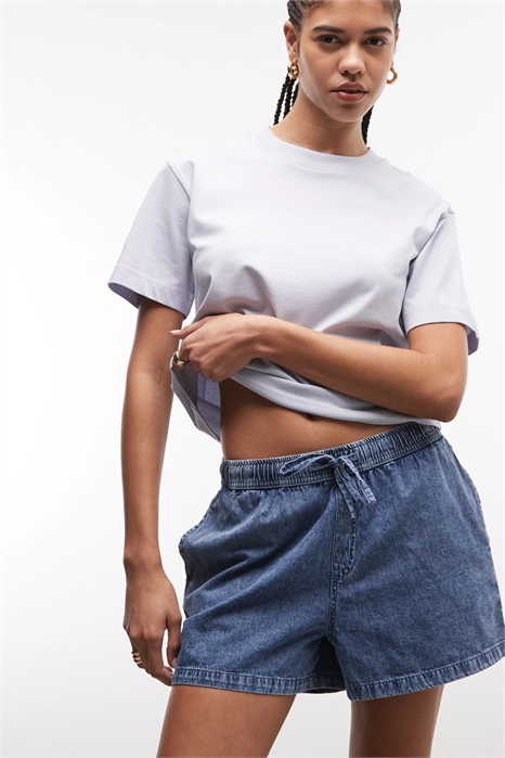 Джинсовые шорты с завязкой на талии артикул 154133311