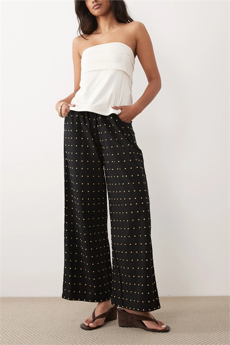 Хлопковые брюки с широкими брючинами и аппликациями артикул 153593258