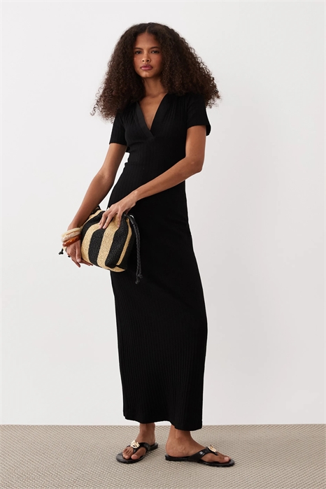 Платье-миди с ребристым поло с короткими рукавами артикул 152801516