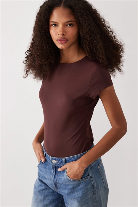 Боди с короткими рукавами из полиамида артикул 152192260