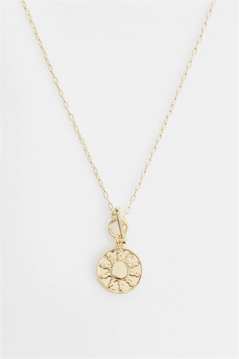 Колье с T-образной застежкой и подвеской в виде солнца артикул 155408028