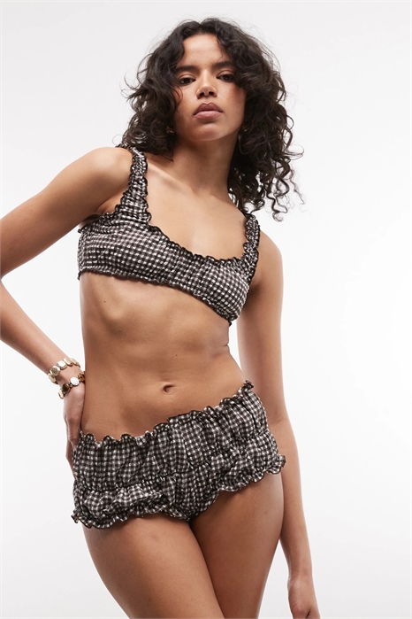 Плавки из ткани «сирсакер» в клетку артикул 152703644