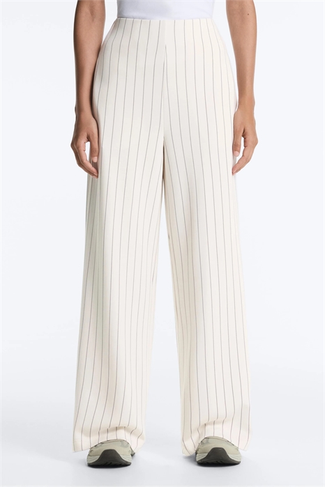 Брюки с широкими брючинами из мягкой ткани в тонкую полоску с добавлением модала артикул 156510282