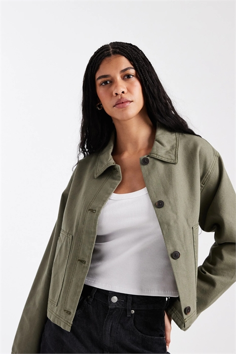 Короткая хлопковая куртка-харрингтон артикул 151340421