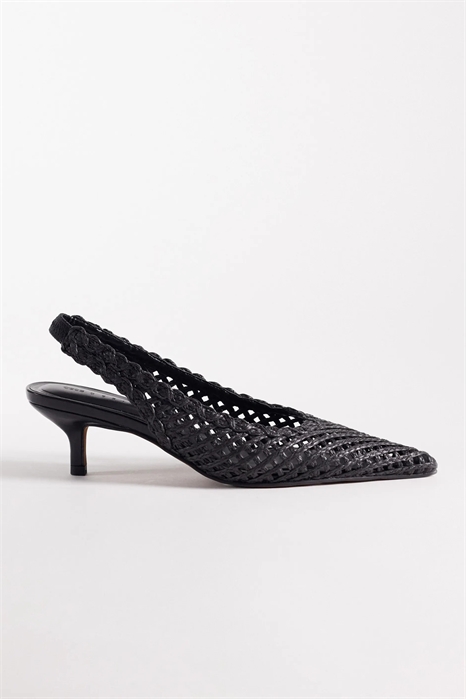 Туфли на среднем каблуке с ремешком на пятке и узором «звездная сетка» артикул 152235666