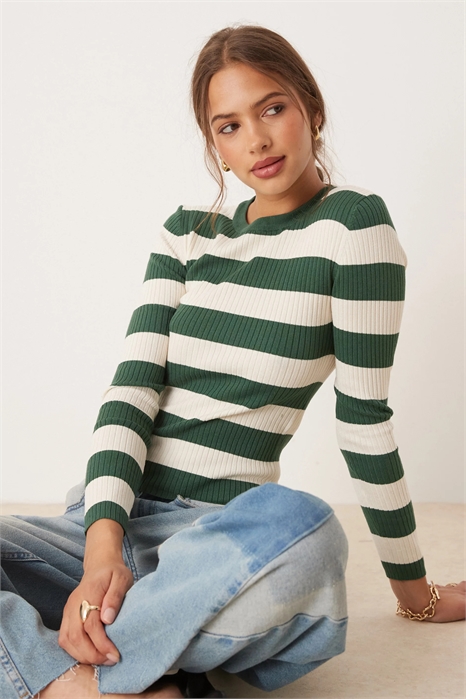 Свитер с круглым вырезом и полосками артикул 143701895
