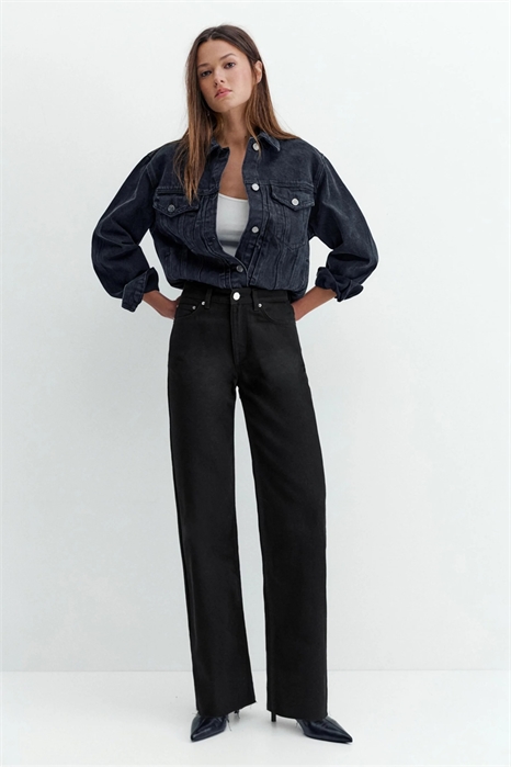 Джинсы-кюпе с широкими брючинами артикул 155514206