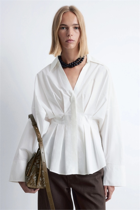 Рубашка с затягивающейся талией и объемными рукавами артикул 150205025