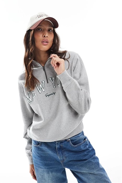 Свитшот с аппликацией и полузастежкой-молнией в спортивном стиле артикул 143425984