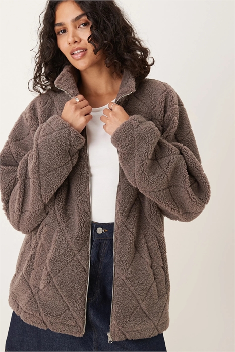 Флисовая куртка с стеганым боргом и полной застежкой-молнией артикул 143217787