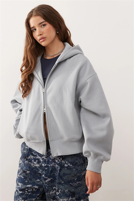 Оверсайз-худи из мягкого плотного джерси с капюшоном и молнией артикул 149514636