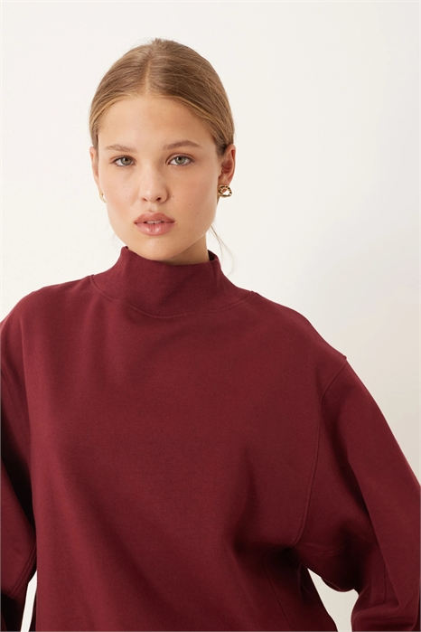 Толстовка с воротником-воронкой и вставками из ребристой ткани артикул 148305646