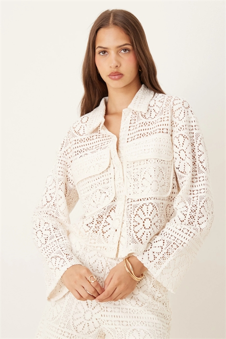 Укороченная рубашка в стиле «утилита» с цветочным узором, связанная крючком co-ord артикул 142660142