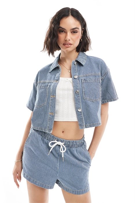 Рубашка из денима с прямоугольными полосками co-ord артикул 143299943