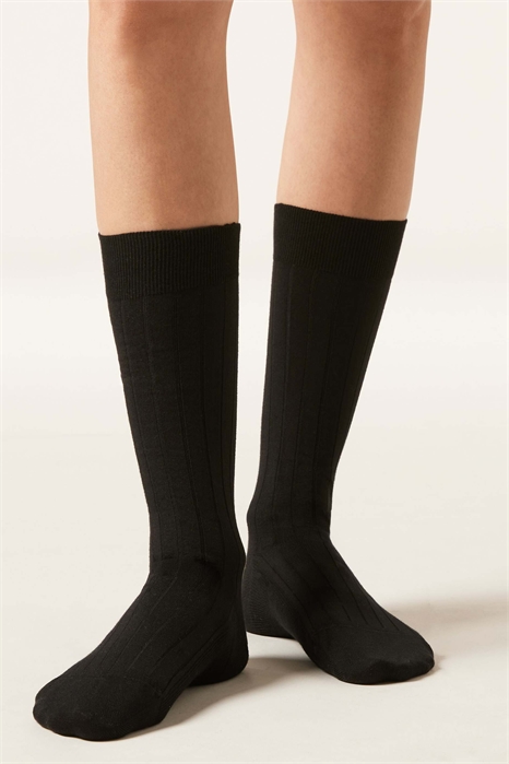 Гольфы с ребристой отделкой до середины икры артикул 153164516