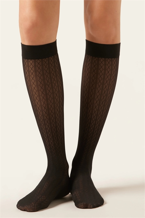 Гольфы с ромбовидным узором артикул 154058087