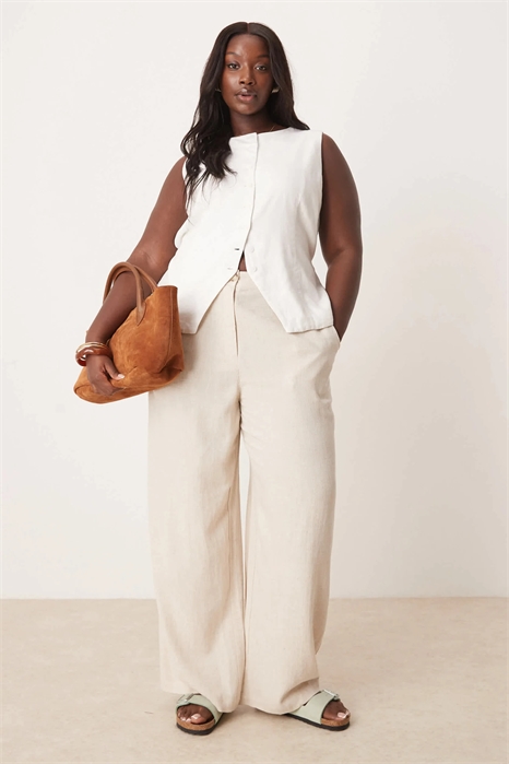 ASOS DESIGN — брюки свободного кроя с прямыми брючинами из льна артикул 139958197
