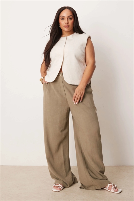 ASOS DESIGN — брюки свободного кроя с прямыми брючинами из льна артикул 139958195