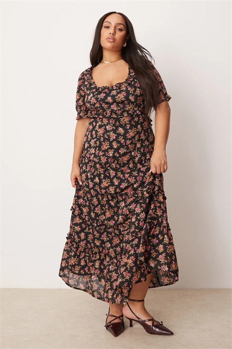 ASOS DESIGN: Платье средней длины с вырезом и V-образным вырезом для полных артикул 136121725