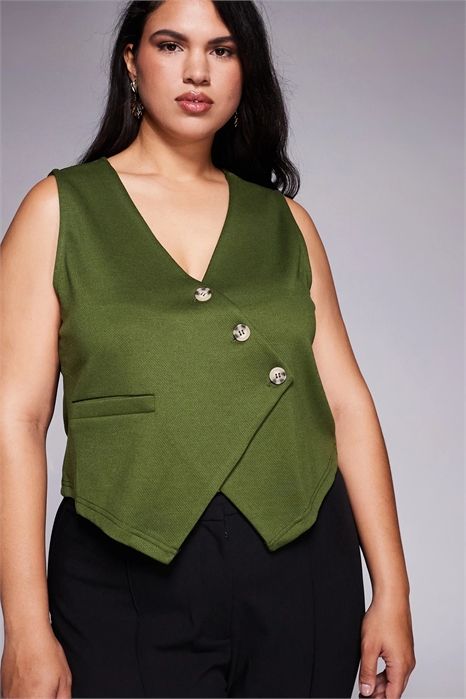 ASOS DESIGN Топ-жилет из трикотажного твила с асимметричным кроем артикул 150233827