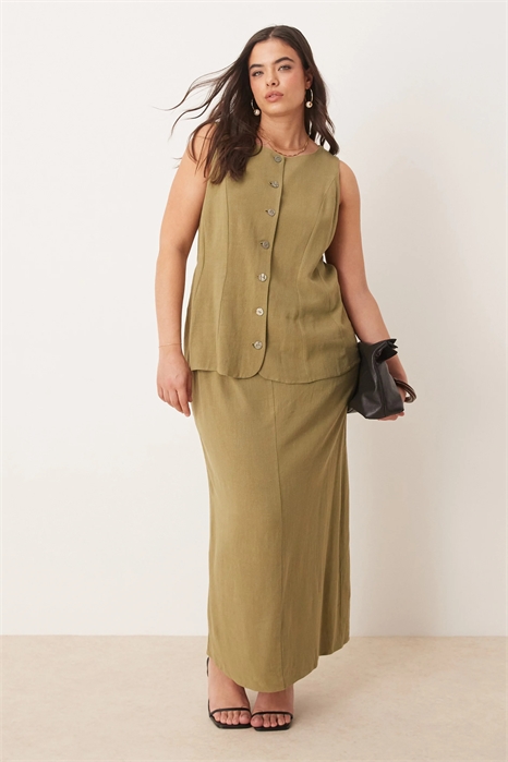 Платье средней длины с линяным жилетом от ASOS DESIGN Curve артикул 141270982